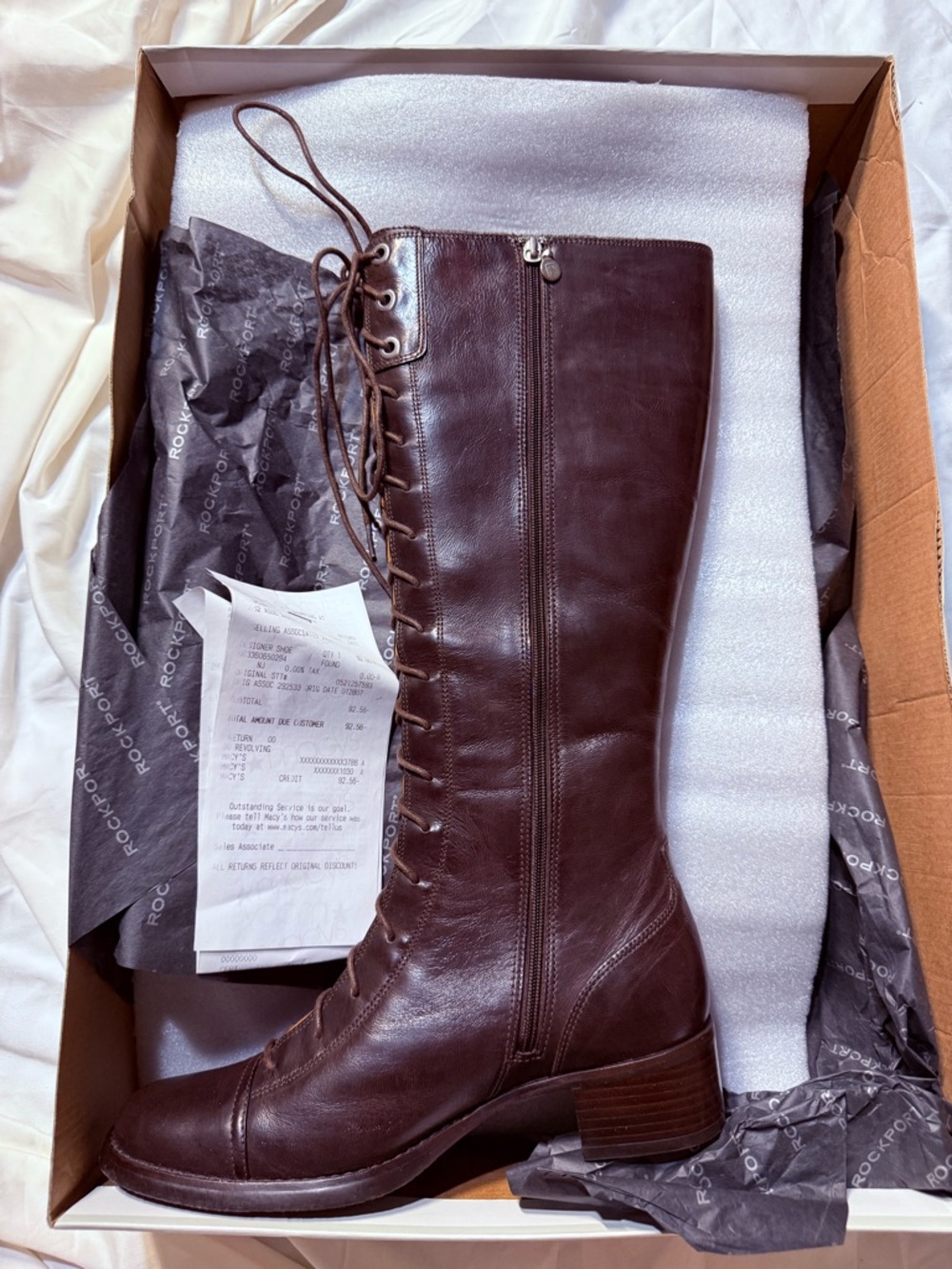 Rockport Women's Tall Lace-Up Leather Boot - Dark Brown